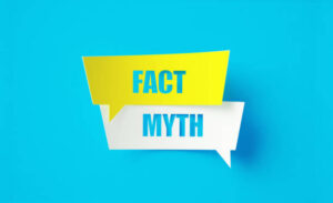 Facts and myth on blue background